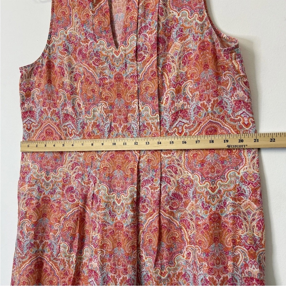 J Jill Love Linen Sleeveless Paisley Midi Dress Size LP - Picture 6 of 7